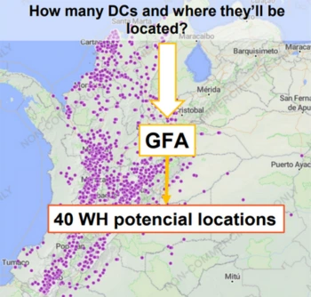 The results of the greenfield analysis, out of which 40 potential warehouse locations were chosen