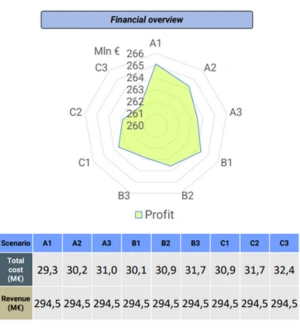 Financial overview of possible scenarios within the bulk inventory policy variation analysis